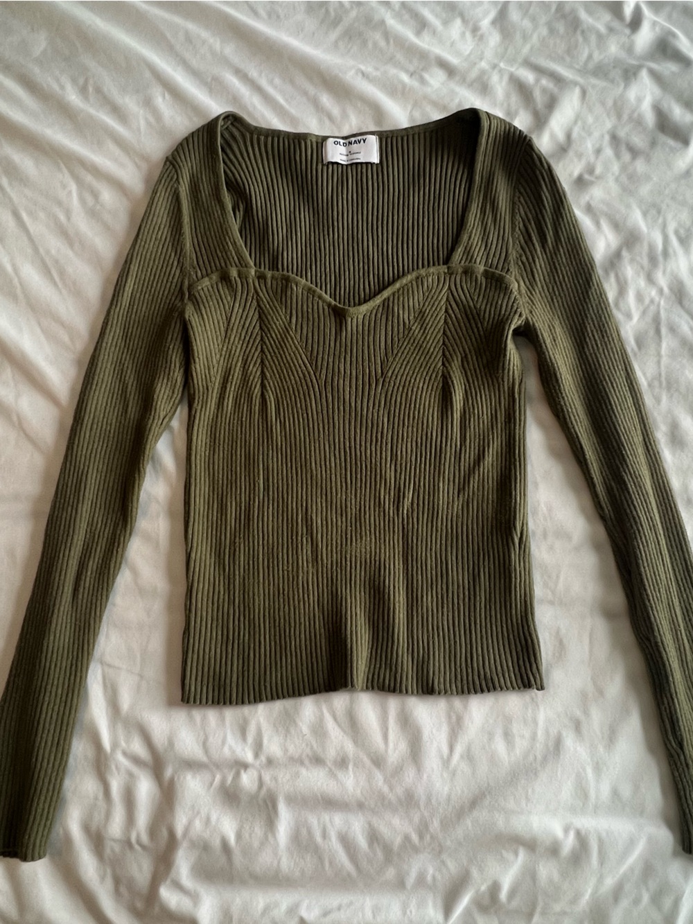 Old Navy Olive Green Ribbed Long Sleeve Sweater